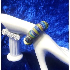 vintage dyed polished shells multicolor stretch bracelet